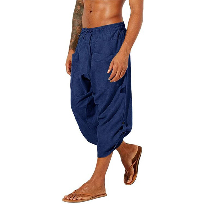 Брюки Men's Cotton Linen 3/4 Harem 